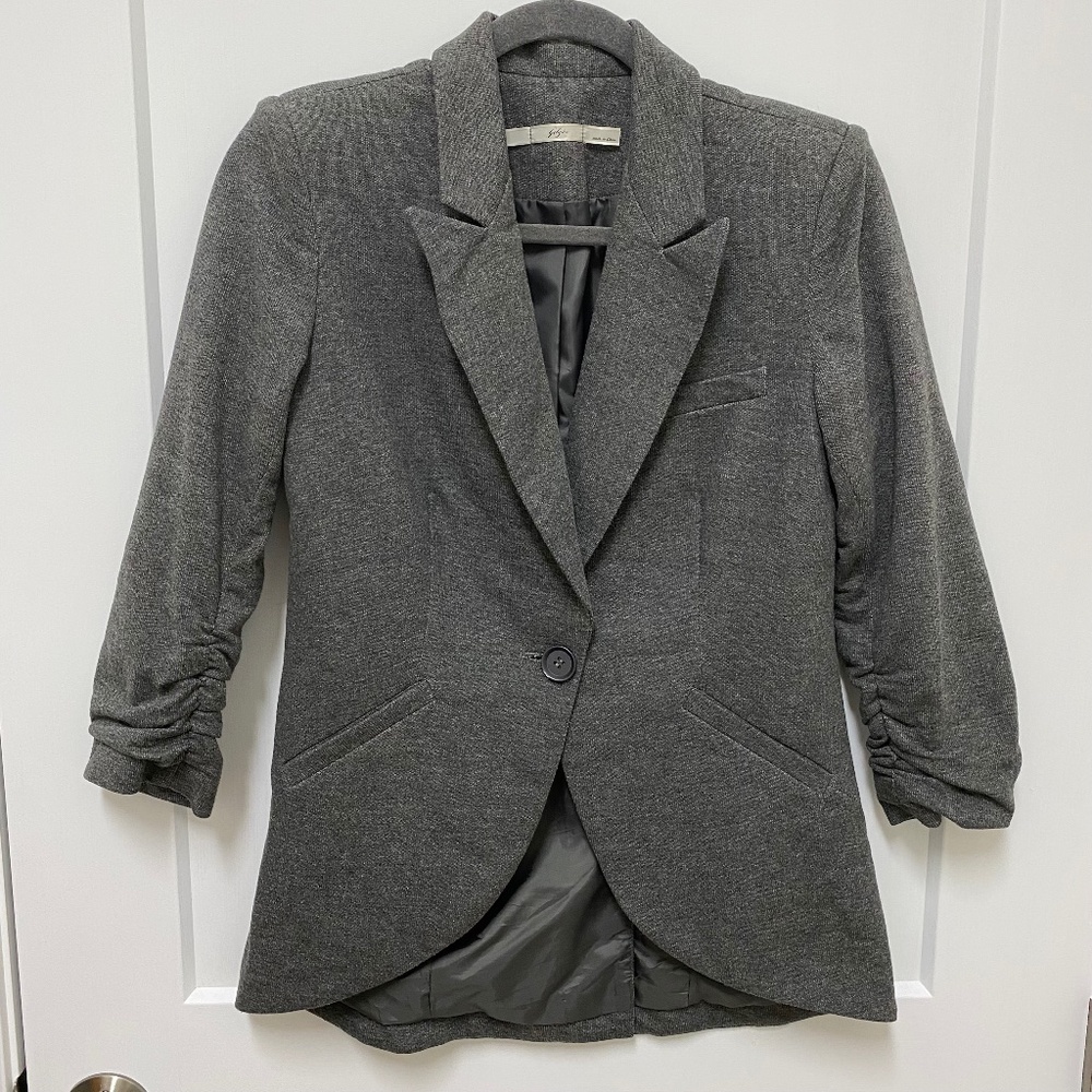 Gibson Gray 3/4 Gathered Sleeve Blazer, S